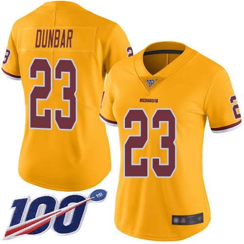 Washington Redskins Limited Gold Women Quinton Dunbar Jersey NFL Football #23 100th Season Rush->youth nfl jersey->Youth Jersey